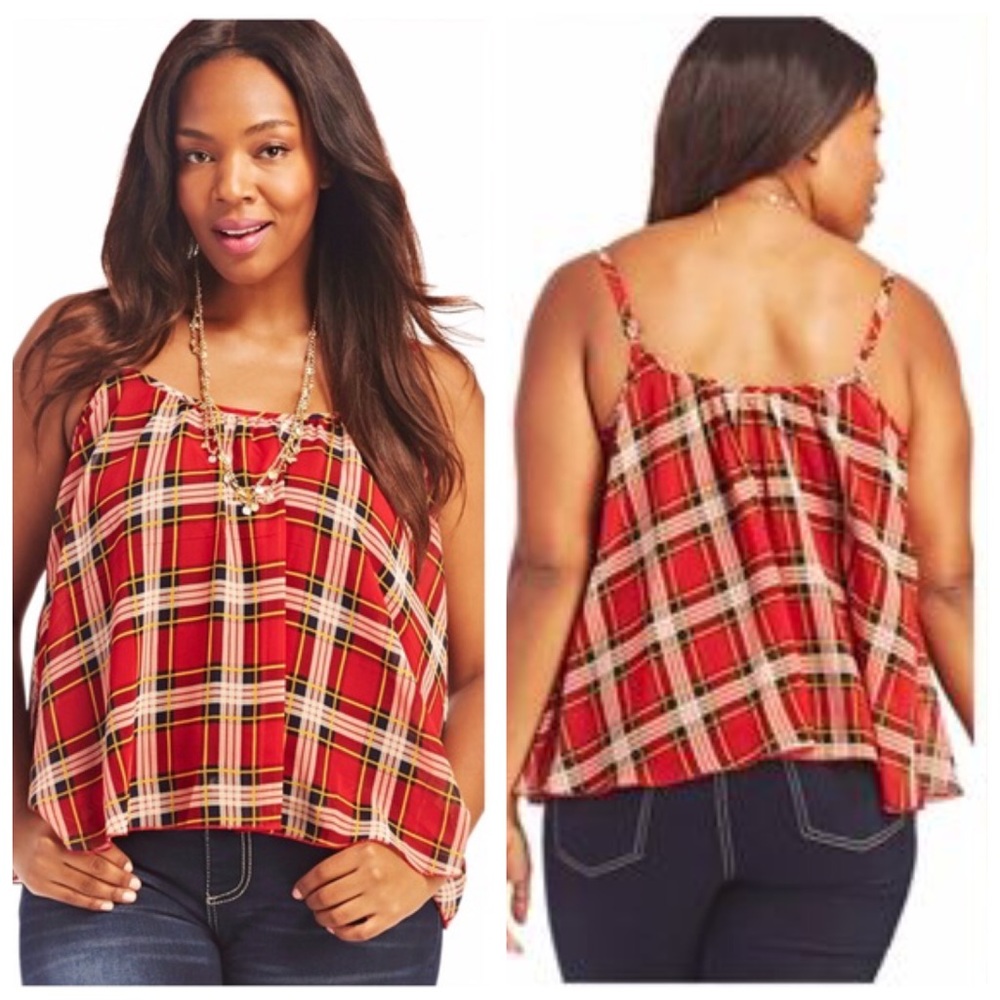 Cotton Express plaid plus size tank top